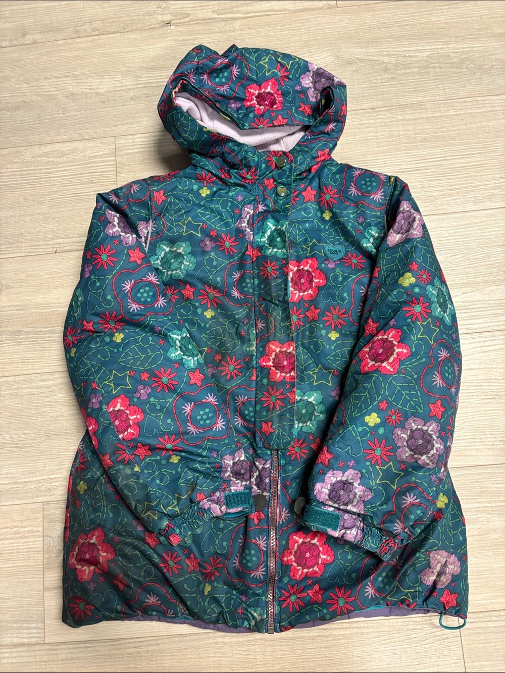 Souris Mini Size 10 Girls' Floral Hooded Puffer Jacket